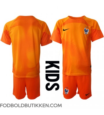 Frankrig Målmand Hjemmebanetrøje Børn VM 2022 Kortærmet (+ Korte bukser)